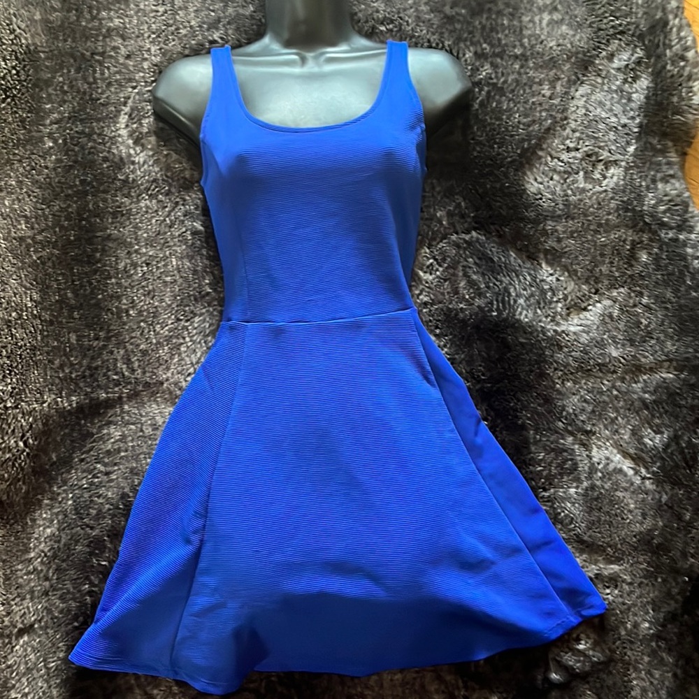 Royal Blue Pleated Skater Dress